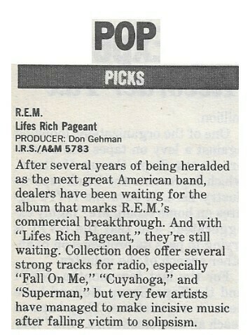 R.E.M. / Lifes Rich Pageant | Magazine Review | August 1986