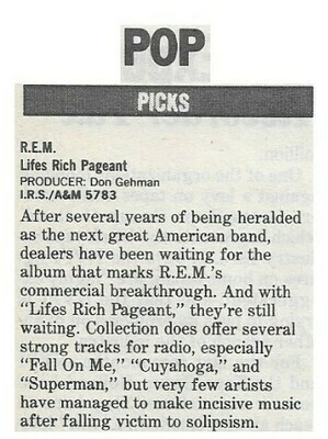 R.E.M. / Lifes Rich Pageant | Magazine Review | August 1986