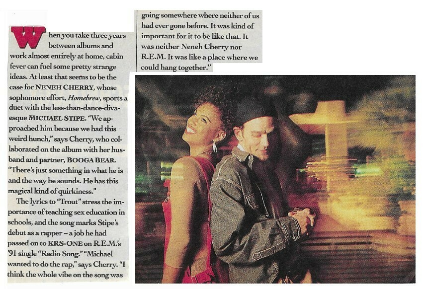 R.E.M. / Michael Stipe with Neneh Cherry-Homebrew Album | Magazine Article | October 1992