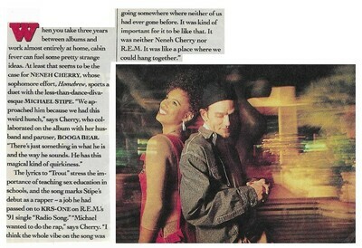 R.E.M. / Michael Stipe with Neneh Cherry-Homebrew Album | Magazine Article | October 1992