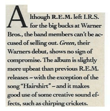 R.E.M. / Although R.E.M. Left I.R.S. | Magazine Article | November 1988