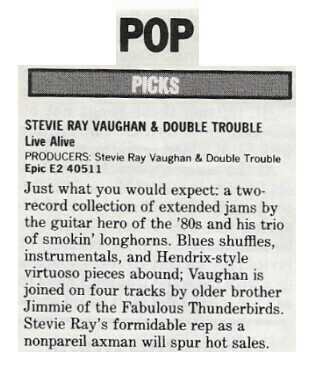 Vaughan, Stevie Ray / Live Alive | Magazine Review | November 1986