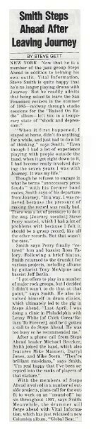 Smith, Steve / Smith Steps Ahead After Leaving Journey | Magazine Article | November 1986