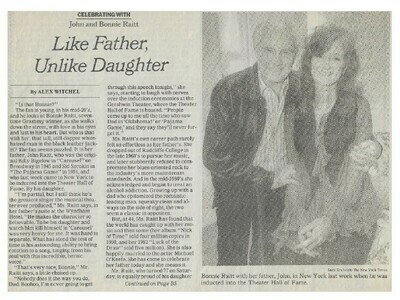Raitt, Bonnie / Like Father, Unlike Daughter | Newspaper Article | February 1994