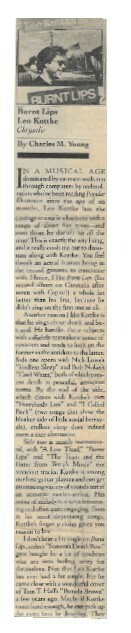 Kottke, Leo / Burnt Lips | Magazine Review | November 1978