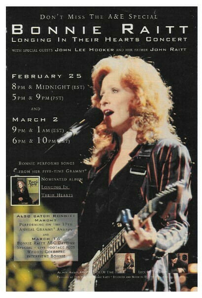 Raitt, Bonnie / Longing in Their Hearts Concert | Magazine Ad | February 1995