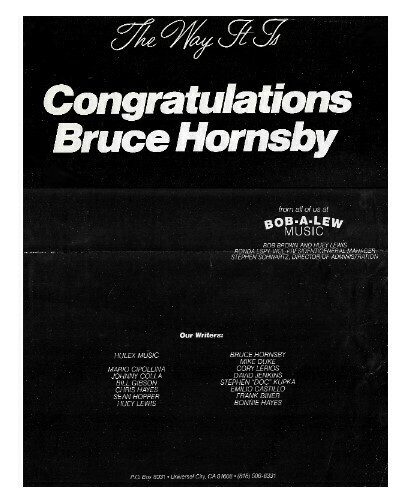 Hornsby, Bruce / Congratulations from Bob-A-Lew Music (1986)