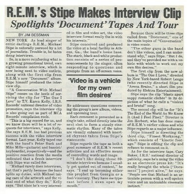 R.E.M. / R.E.M.'s Stipe Makes Interview Clip / 1987