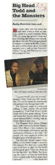 Big Head Todd + The Monsters / Rocky Mountain Roots Rock | Magazine Article | March 1991