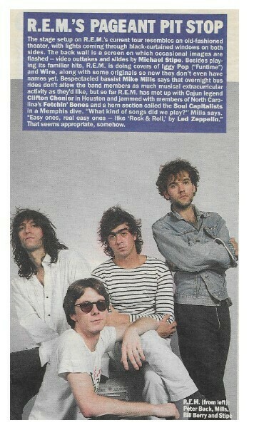 R.E.M. / R.E.M.&#39;s Pageant Pit Stop | Magazine Article | November 1986