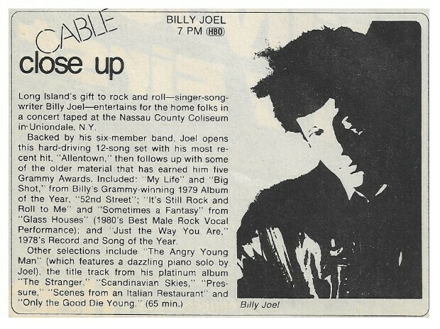 Joel, Billy / Cable Close Up | Magazine Article | July 1983