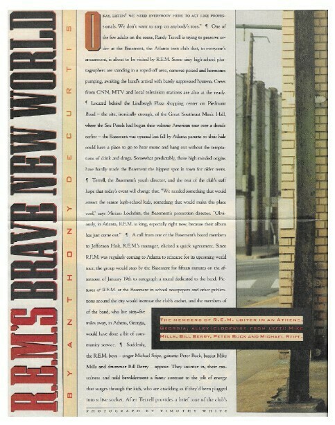 R.E.M. / R.E.M.'s Brave New World | Magazine Article | August 1989