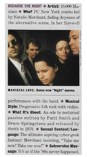 10,000 Maniacs / Because the Night | Magazine Review | April 1994