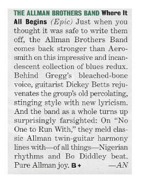 Allman Brothers Band / Where It All Begins | Magazine Review | May 1994