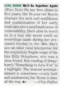 Horne, Lena | We&#39;ll Be Together Again | Music Review | May 1994