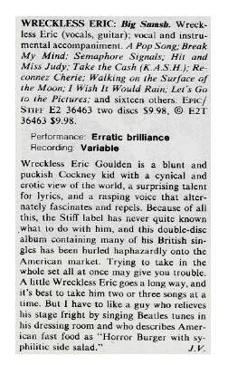 Wreckless Eric / Big Smash | Magazine Review | October 1980