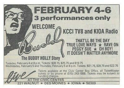 Holly, Buddy / The Buddy Holly Story (Musical)-Des Moines, IA | February 1992