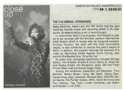 Houston, Whitney / American Music Awards (Close Up) | Magazine Article | February 1994