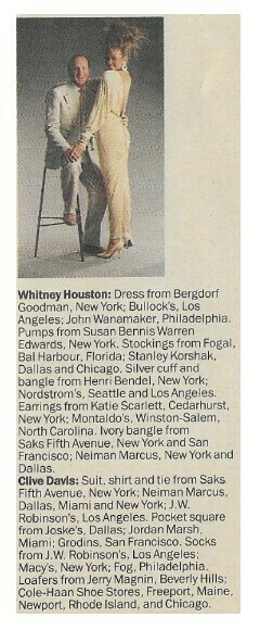 Houston, Whitney / Dress From Bergdorf Goodman | Magazine Article | April 1986 | with Clive Davis