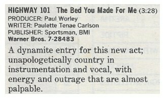 Highway 101 / The Bed You Made For Me | Magazine Review | December 1986