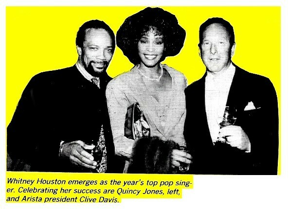 Houston, Whitney / Emerges As the Year&#39;s Top Pop Singer | Magazine Photo | 1986 | with Quincy Jones + Clive Davis