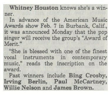 Houston, Whitney / Whitney Houston Knows She&#39;s a Winner | Newspaper Article | February 1994