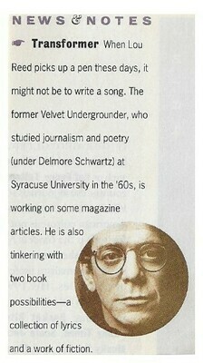 Reed, Lou / When Lou Reed Picks Up a Pen... | Magazine Article | Early 1990s