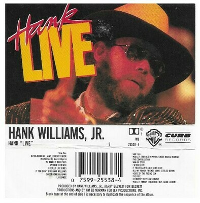 Williams, Hank (Jr.) / Hank Live | Warner Bros.-Curb 25538-4 | Cassette Insert | January 1987