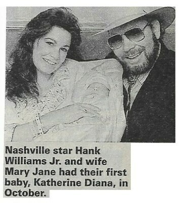 Williams, Hank (Jr.) / First Baby | Magazine Photo | October 1992