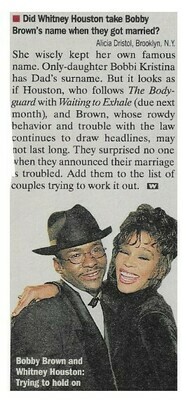 Houston, Whitney / She Wisely Kept Her Own Famous Name | Magazine Article | November 1995