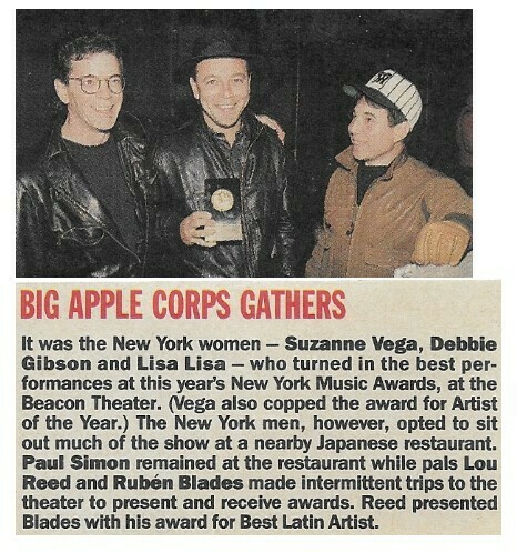 Reed, Lou / Big Apple Corps Gather | Magazine Article | April 1988 | with Ruben Blades + Paul Simon