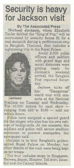 Jackson, Michael / Security is Heavy for Jackson Visit | Newspaper Article | August 1993