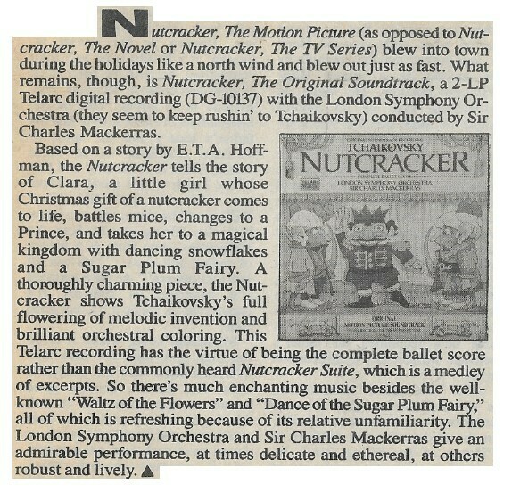 Mackerras, Charles (Sir) / Nutcracker, The Original Soundtrack | Magazine Review | March 1987 | London Symphony Orchestra
