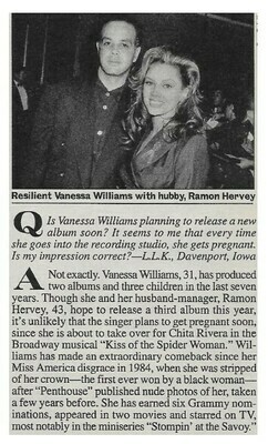 Williams, Vanessa / Resilient Vanessa Williams with Hubby, Ramon Hervey | Magazine Article | May 1994