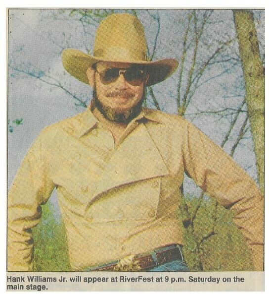Williams, Hank (Jr.) / Will Appear at RiverFest | Newspaper Photo | July 1990