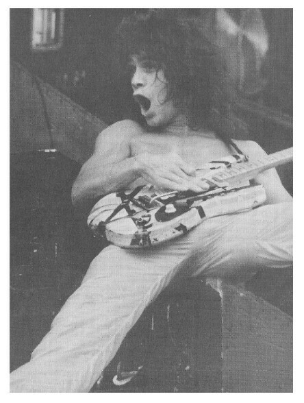 Van Halen / Eddie On Stage-Mouth Open-Looking to His Right | Magazine Photo | 1970s