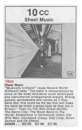 10cc / Sheet Music | October 1975