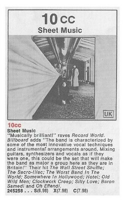 10cc / Sheet Music | October 1975