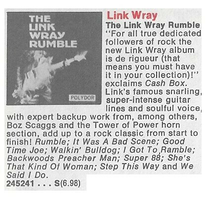 Wray, Link / The Link Wray Rumble | October 1975