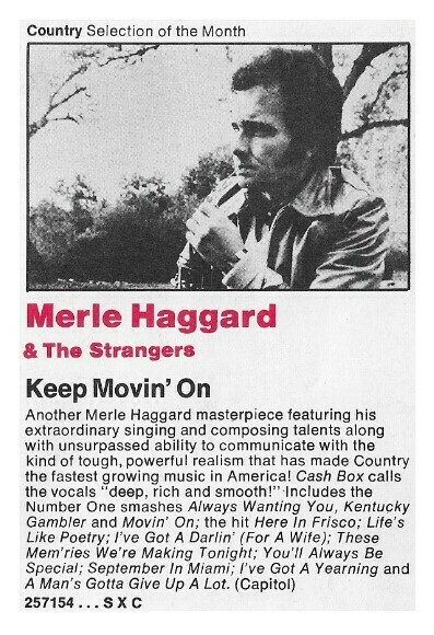 Haggard, Merle / Keep Movin&#39; On | Magazine Ad | October 1975