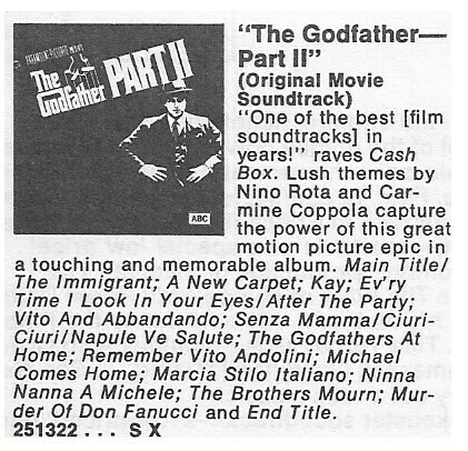 Soundtrack / The Godfather-Part II | Magazine Ad | May 1975