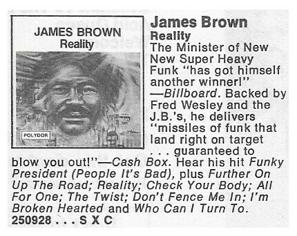 Brown, James / Reality | Magazine Ad | May 1975