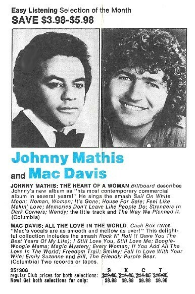 Mathis, Johnny / The Heart of a Woman | Magazine Ad | May 1975 | with Mac Davis