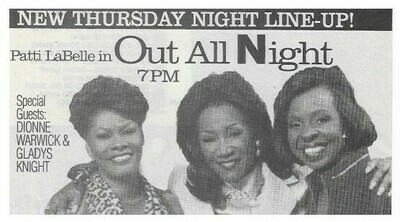 LaBelle, Patti / Out All Night - with Dionne Warwick and Gladys Knight | Magazine Ad | 1992