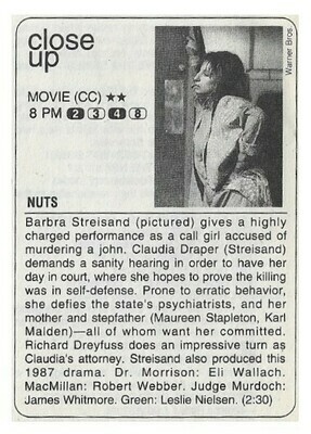 Streisand, Barbra / Nuts (Close Up) | Magazine Article | July 1995
