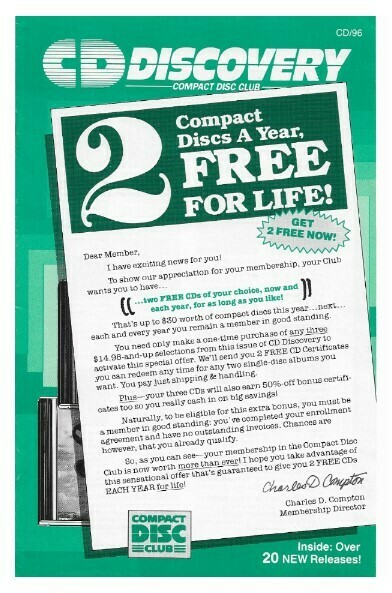 CD Discovery / 2 Compact Discs a Year, Free for Life! | 1988