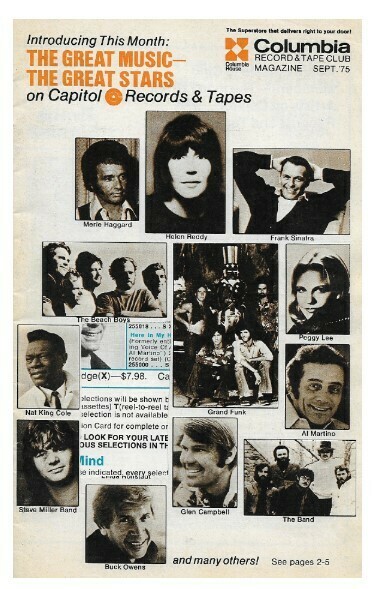 Columbia Record + Tape Club / Capitol Records + Tapes | September 1975