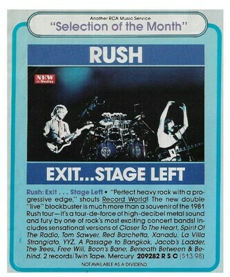 Rush / Exit...Stage Left | Magazine Ad | October 1981