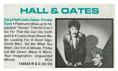 Hall + Oates / Private Eyes | Magazine Ad | September 1981