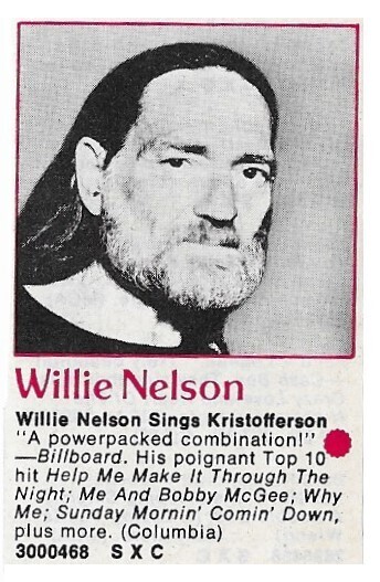 Nelson, Willie / Sings Kristofferson | Magazine Ad | 1979